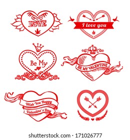 Valentine's day card concept. Vector vintage baroque engraving floral scroll filigree design.