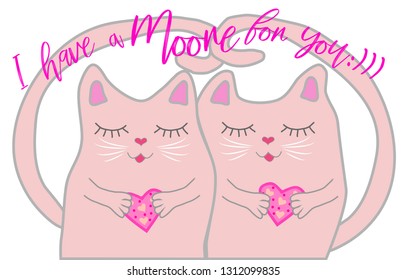 Valentine's day card with couple of cute cats.
