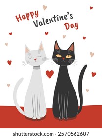 Valentine's Day card with a couple of drawn cats