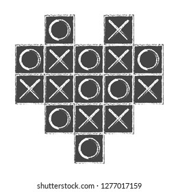 Valentines day card. Crosses and noughts in the heart