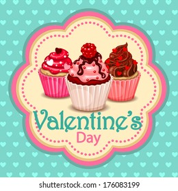 Valentine's day card with cupcakes