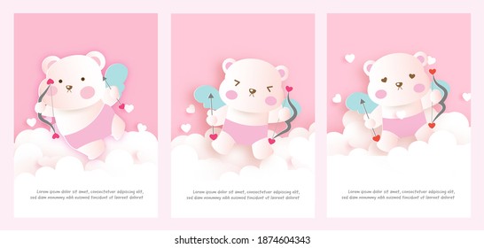Valentine's day card with a cupid bear.