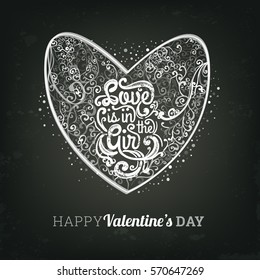 Valentines Day Card With Curly Textured Heart and lettering
