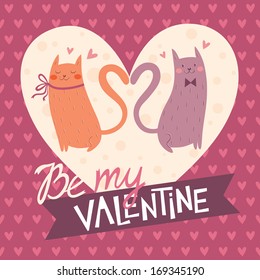 Valentine's day card with cute cats