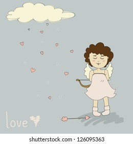 Valentine's day card with cute cupid