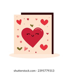 Valentine's day card with cute hearts. Vector illustration.