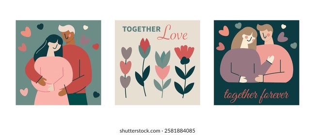 Valentine's Day card, cute illustrations