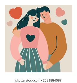 Valentine's Day card, cute illustrations