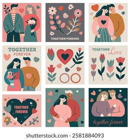 Valentine's Day card, cute illustrations