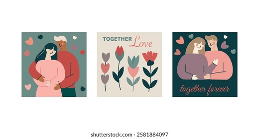 Valentine's Day card, cute illustrations