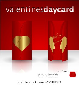 Valentines day card with cutout template ready to print