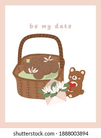 Valentines day card dedication note love letter cute flat design