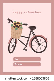 Carta de San Valentín entrega nota de amor lindo diseño plano