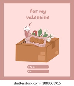 Valentines day card dedication note love letter cute flat design