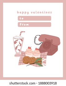Valentines day card dedication note love letter cute flat design