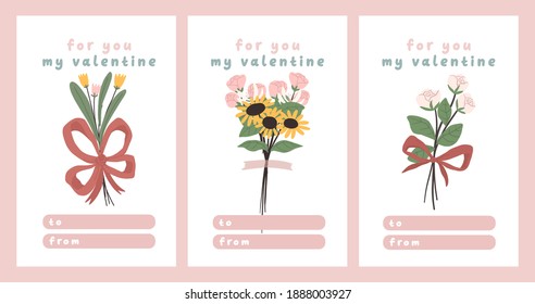 Valentines day card dedication note love letter cute flat design