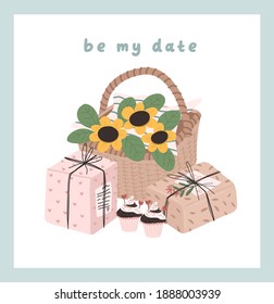 Valentines day card dedication note love letter cute flat design