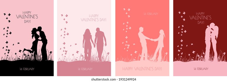 Valentine's day card design. Couples. Wedding set. Vector illustration