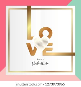 Valentines day card design with love lettering and happy valentine word on pastel trendy background.