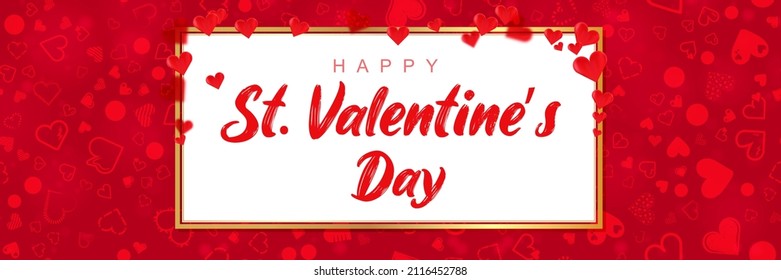 Valentine's day card design in red with different hearts as background