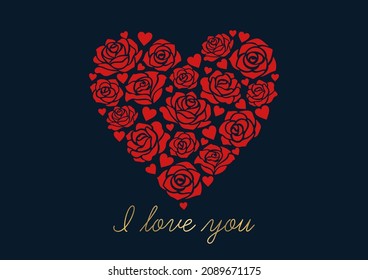 Valentine's Day Card Design with Roses Heart