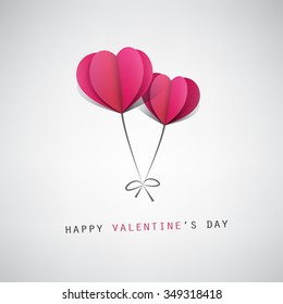 Valentine's Day Card Design Template With Heart Shape Balloons