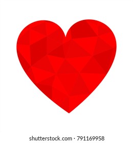 Valentine's day card design template. Low poly hearts. Abstract graphic illustration.