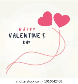  valentine's day card design with two floating hearts -hipster style