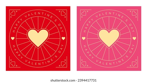 Valentine's Day Card Design Vector Set. Happy Valentine's Day Creative Design Concept. Heart Border, Love Heart Illustration, Happy Valentine's Day Typography, Greeting Card, Banner, Social Media post