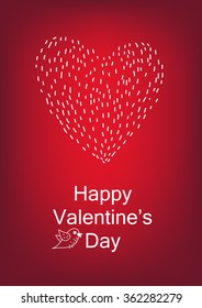 Valentines day card. Doodle heart and lettering on red background. Vector illustration contains gradient meshes.