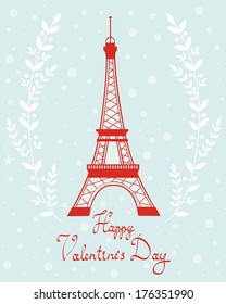 Valentine`s day card with Eiffel tower