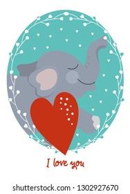 Valentine's Day card with elephant