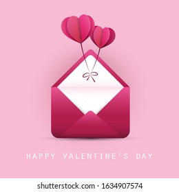 Valentine's Day Card with Envelope and Flying Hearts