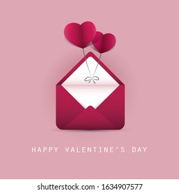 Valentine's Day Card with Envelope and Flying Hearts