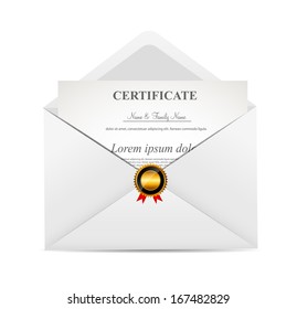 Valentine`s Day Card with Envelope and Heart Vector Illustration