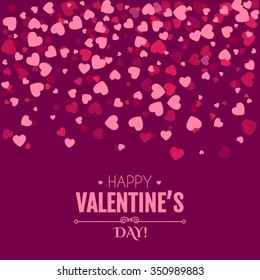 Valentine's Day Card. Falling Hearts. Blur Design. Vector illustration.