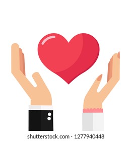 Valentine's day card with the female and male hands