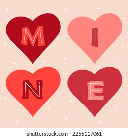 Valentine's Day card. Festive vector banner. Vector illustration
Postcard with text you are mine