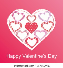 Valentine's day card. The file includes set of seamless backgrounds, saved in the panel "Swatches".