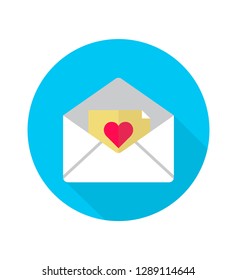 Valentine's day card flat design.Letter with heart.airmail envelope flat vector.Love symbol illustration 