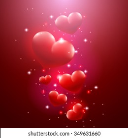 Valentine's day card, floating hearts.
