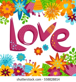 Valentines day card, floral frame