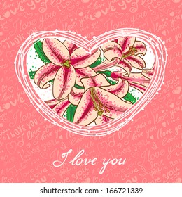 Valentine's Day card with floral heart
