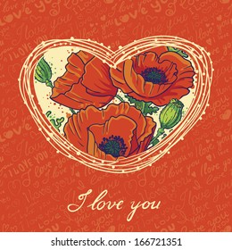 Valentine's Day card with floral heart