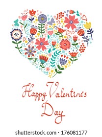 Valentines day card with floral heart