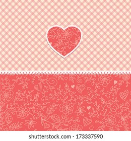 Valentines day card with floral ornament heart