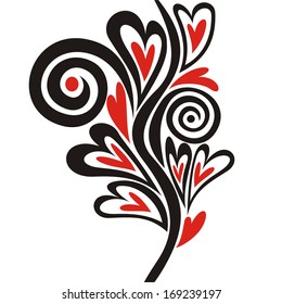 Valentines day card floral pattern romantic background heart vector illustration
