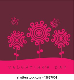  valentine's day card with flowers and butterflies