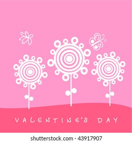  valentine's day card with flowers and butterflies