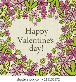 valentines day card, flowers. vector illustration